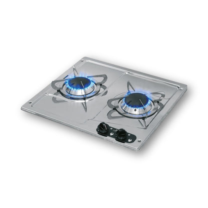 CAN PC1322 piano cottura a gas 2 fuochi in acciaio inox
