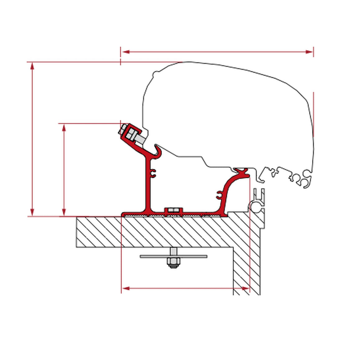 Fiamma Adapter Adria Caravan, tendalino F80: disegno di montaggio