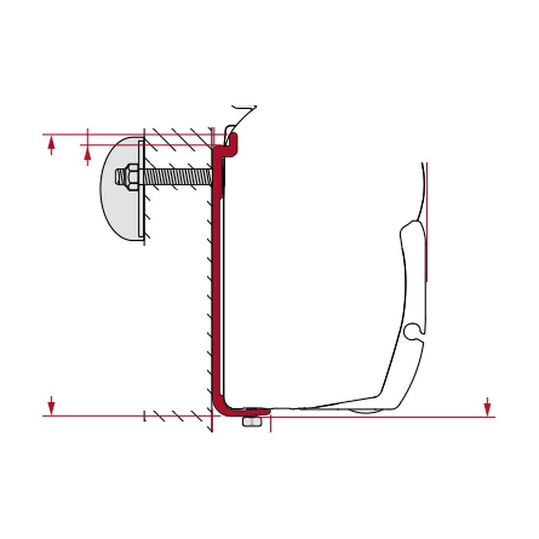 Fiamma Adapter AS, adattatore a parete tendalini F45: disegno di montaggio