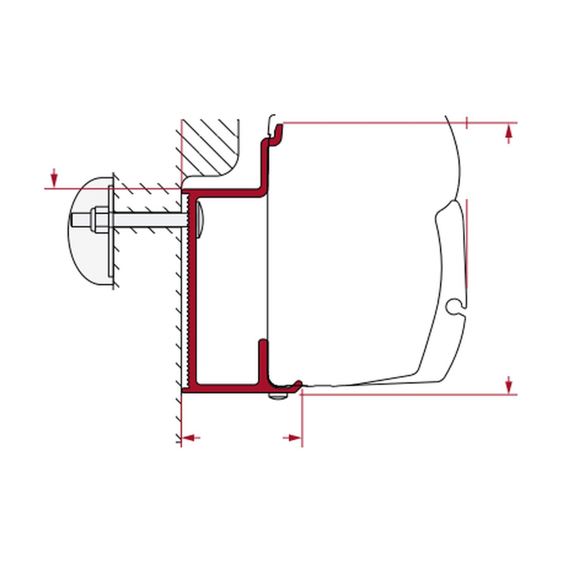Fiamma Adapter Eura Mobil Karmann, tendalino F45: disegno di montaggio