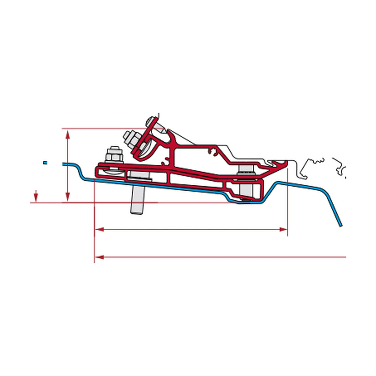 Fiamma Adapter Ford Transit H3, tendalino F80 a tetto: disegno di montaggio