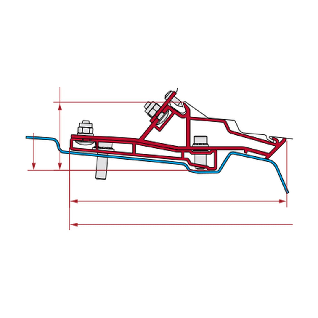 Fiamma Adapter Ford Transit Van H2, tendalino F80: disegno di montaggio