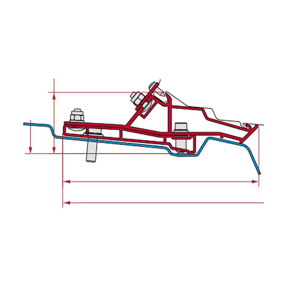 Fiamma Adapter Ford Transit Van H2, tendalino F80: disegno di montaggio