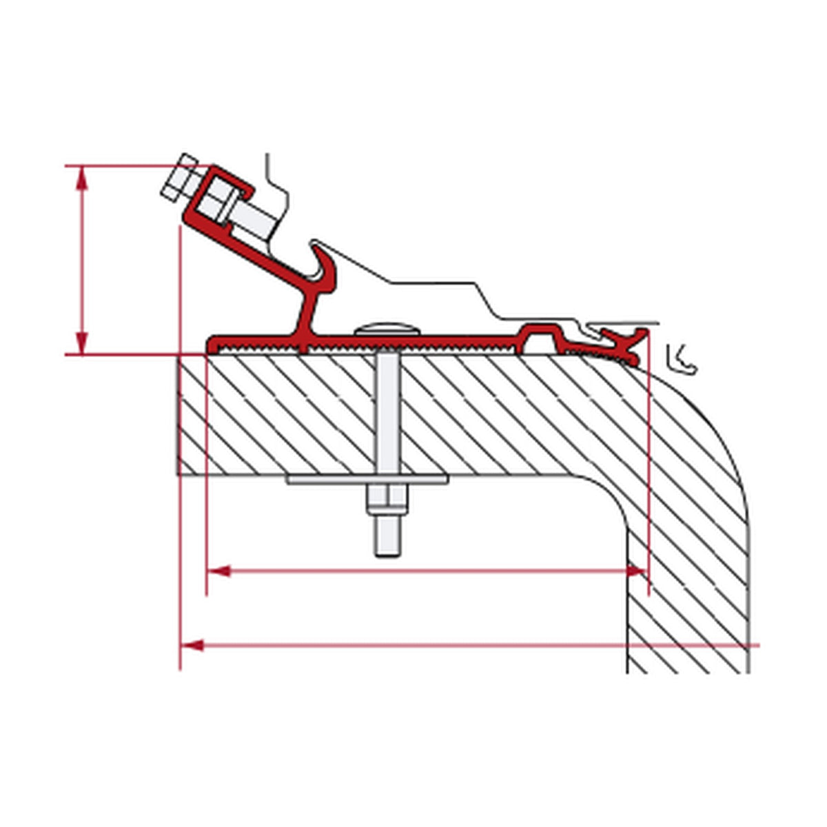 Fiamma Adapter Hymer, tendalino F80 a tetto: disegno di montaggio