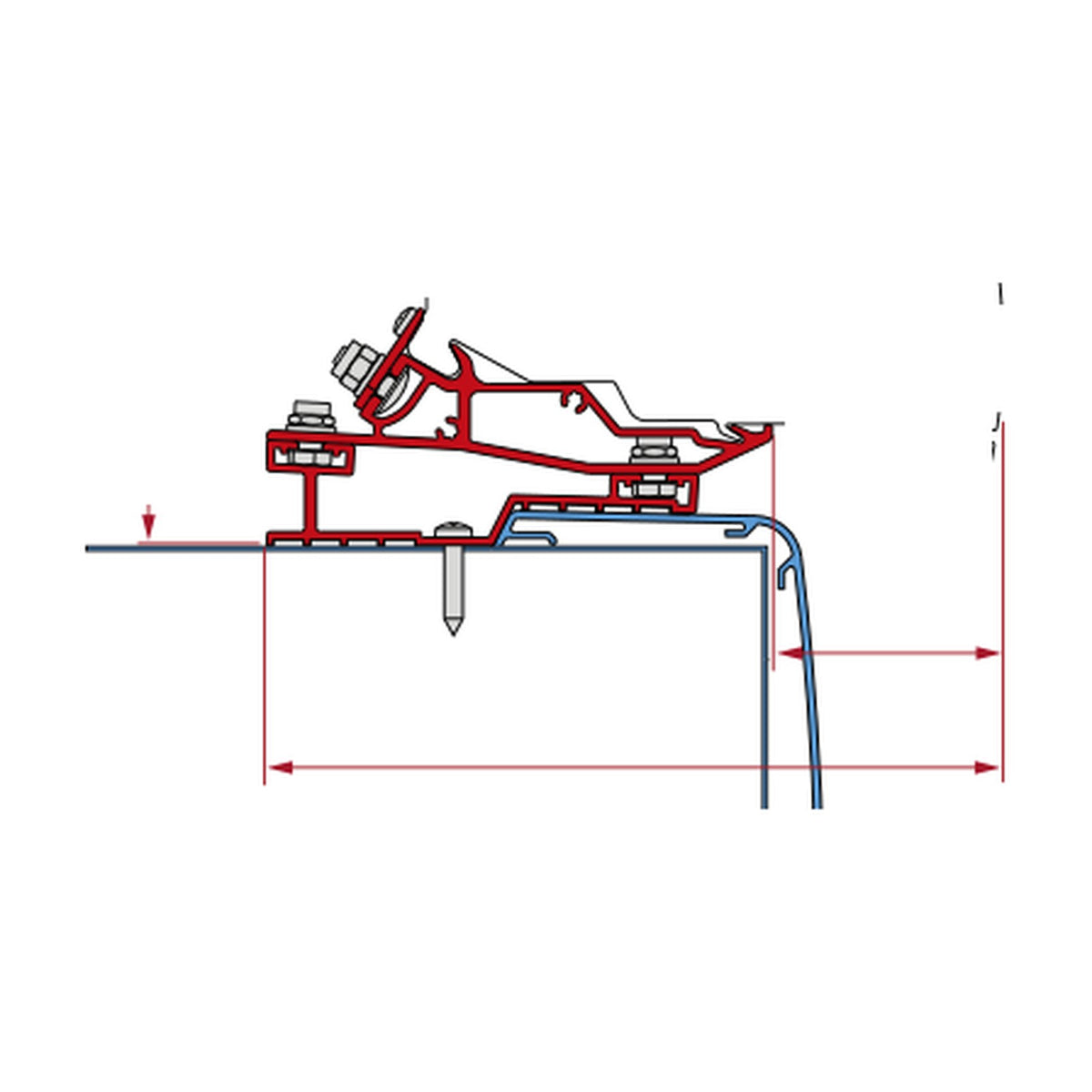 Fiamma Adapter Rapido C Line C50, tendalino F80: disegno di montaggio