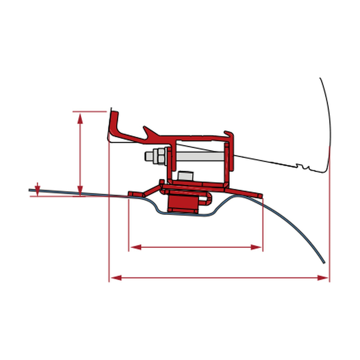 Fiamma Adapter Stellantis, tendalino F40 Van: disegno di montaggio