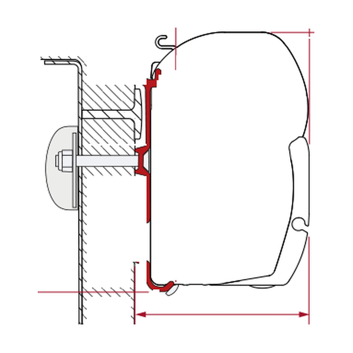 Fiamma Kit Bürstner, staffe tendalino F45: disegno di montaggio