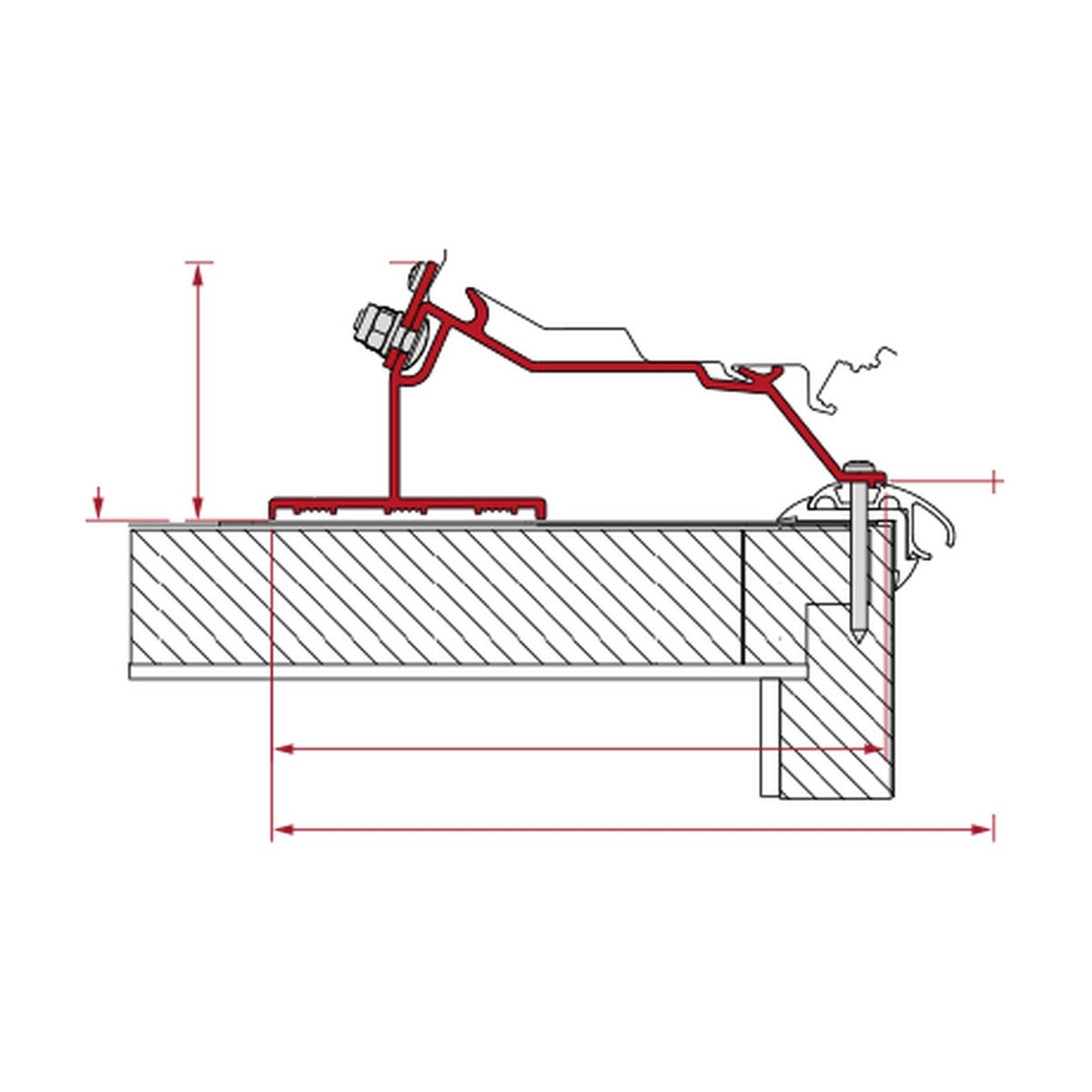 Fiamma Kit Caravan Roof, tendalino F80 per caravan: disegno di montaggio