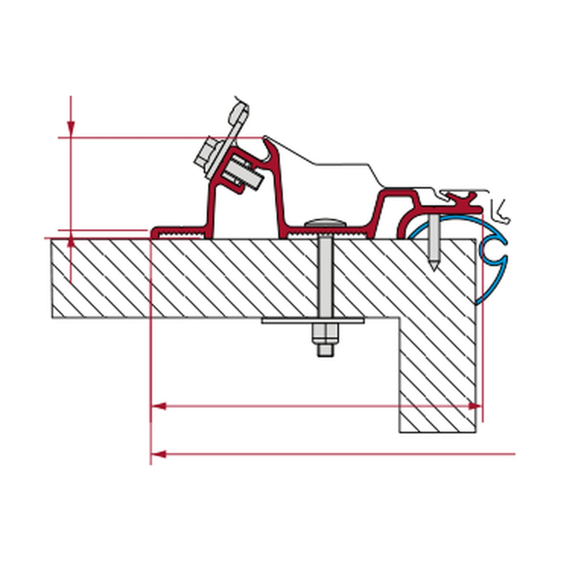 Fiamma Kit Caravan Standard, tendalino F80 per caravan: disegno di montaggio