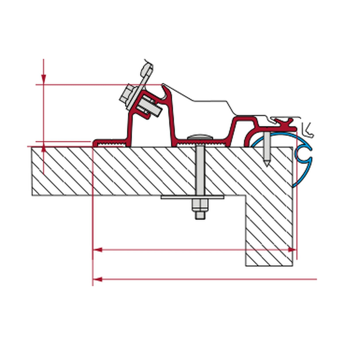 Fiamma Kit Caravan Standard, tendalino F80 per caravan: disegno di montaggio