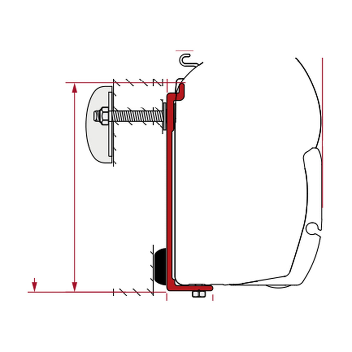 Fiamma Kit Challenger Chausson, staffe tendalino F45: disegno di montaggio