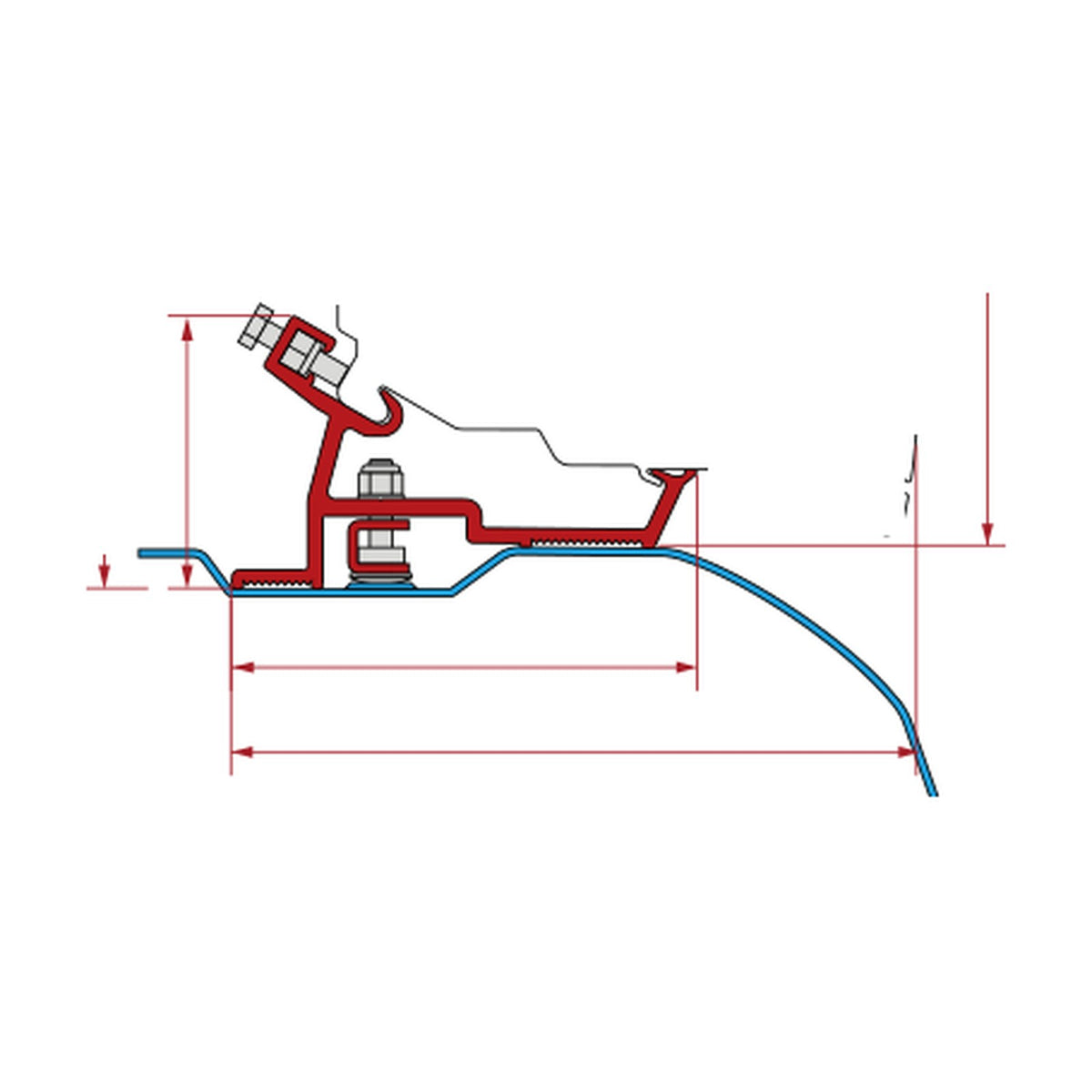 Fiamma Kit Ducato H2 dal 2006, tendalino F80 a tetto, versione l2/l3: disegno di montaggio
