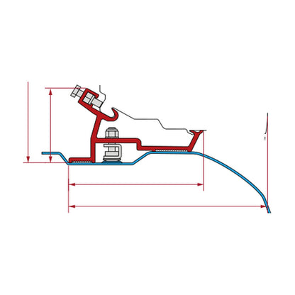 Fiamma Kit Ducato H2 dal 2006, tendalino F80 a tetto, versione l4: disegno di montaggio