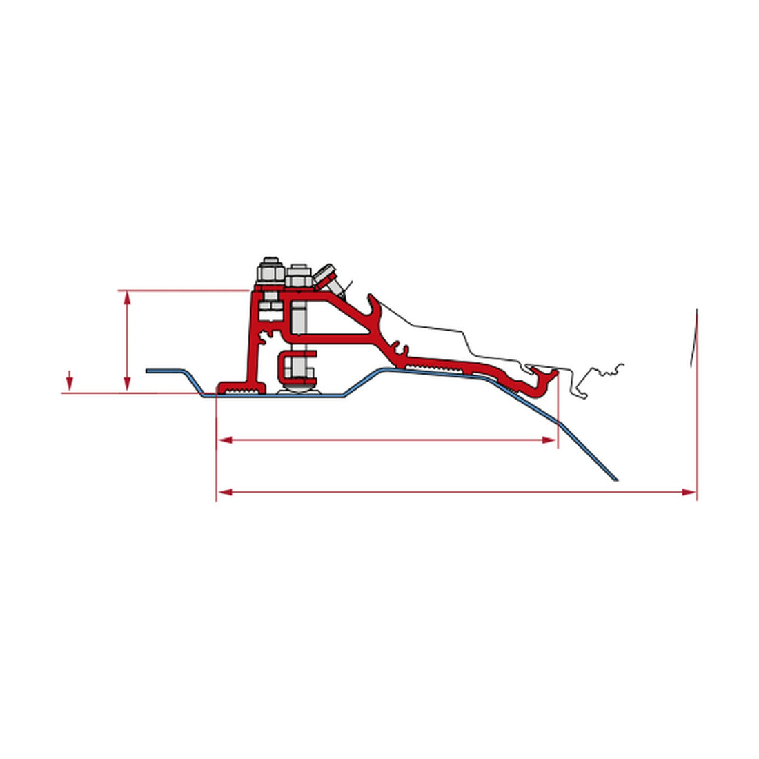 Fiamma Kit Ducato H2 Skyroof, staffe tendalino F80: disegno di montaggio