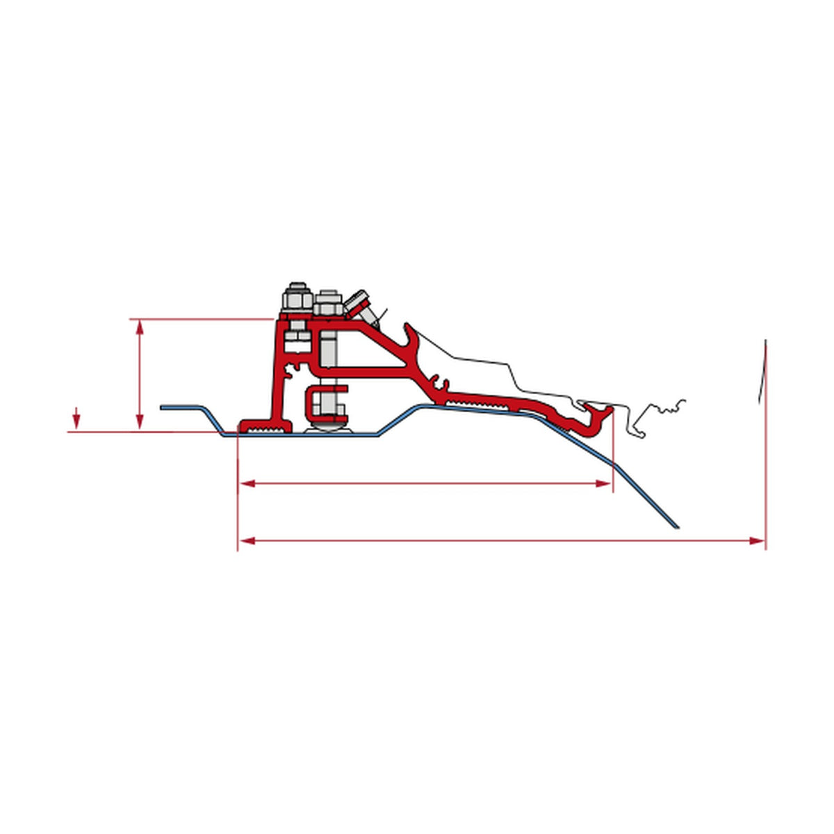 Fiamma Kit Ducato H2 Skyroof, staffe tendalino F80: disegno di montaggio