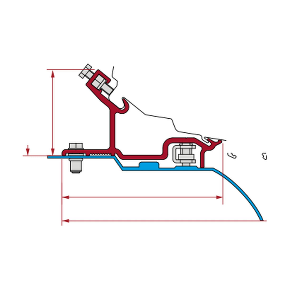 Fiamma Kit Ducato H3, staffe tendalino F80 a tetto: disegno di montaggio