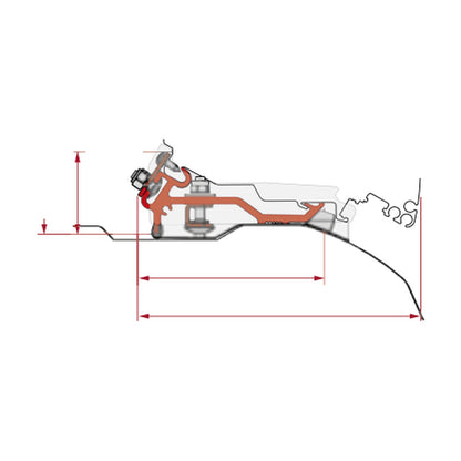 Fiamma Kit Ducato Low Profile, tendalino F80S a tetto, versione l2/l3: disegno di montaggio