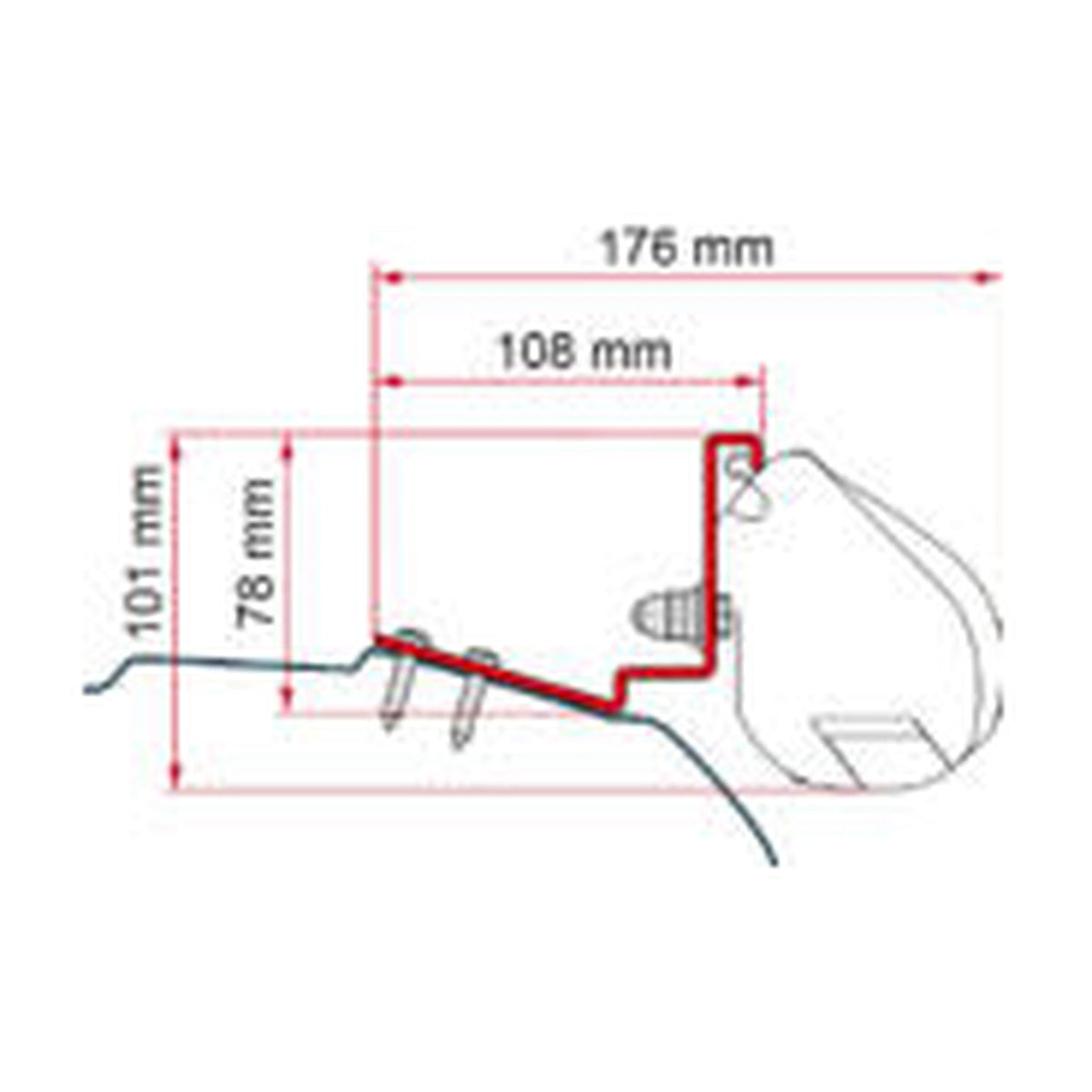 Fiamma Kit Ford Custom Cap Coast, Capland, F35 Pro: disegno di montaggio