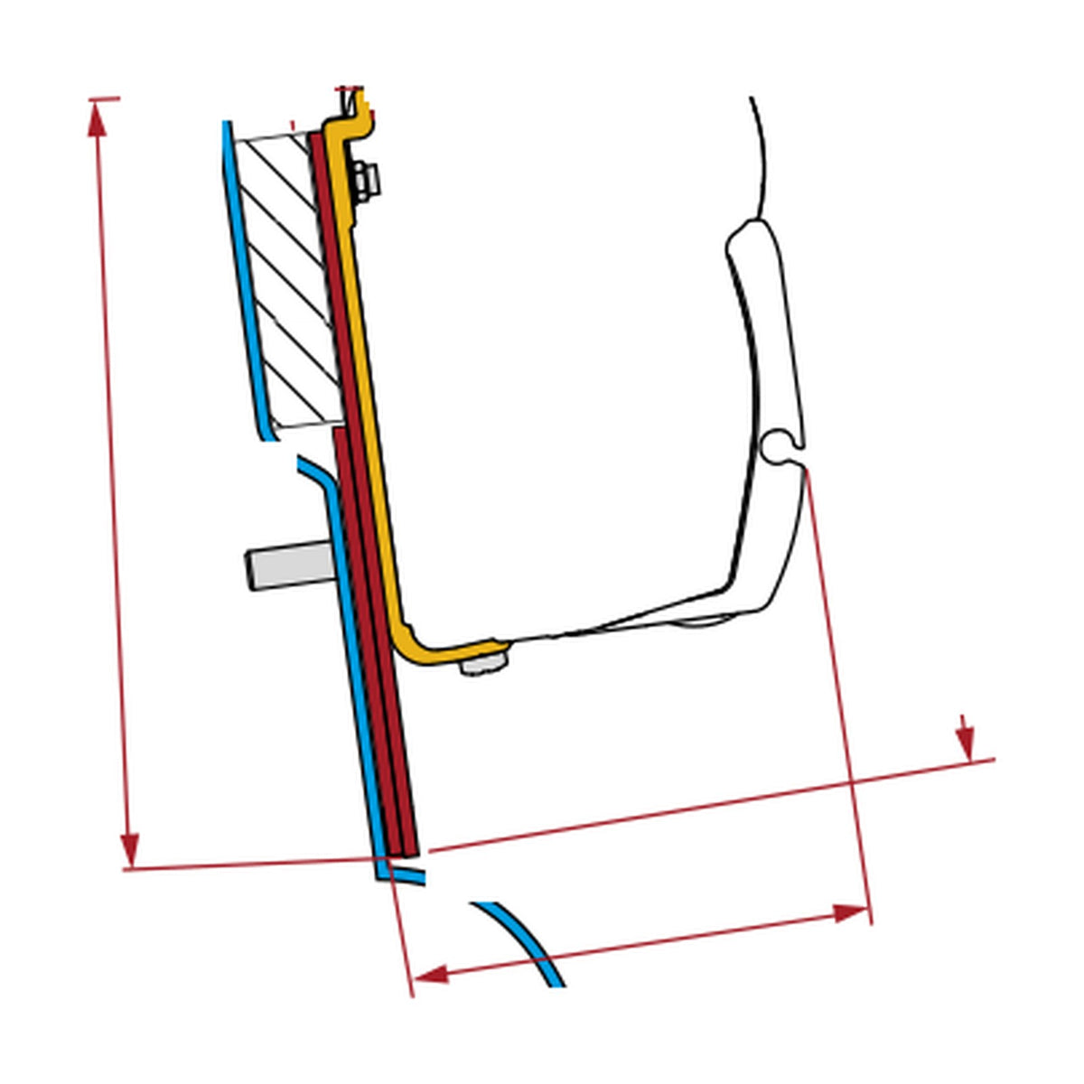 Fiamma Kit Ford Custom Nugget High Roof, tendalino: disegno di montaggio