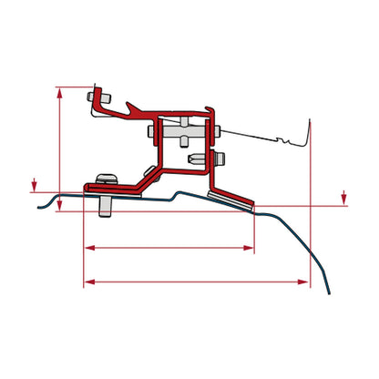 Fiamma Kit Ford Custom, tendalino F40 Van, versione l2: disegno di montaggio