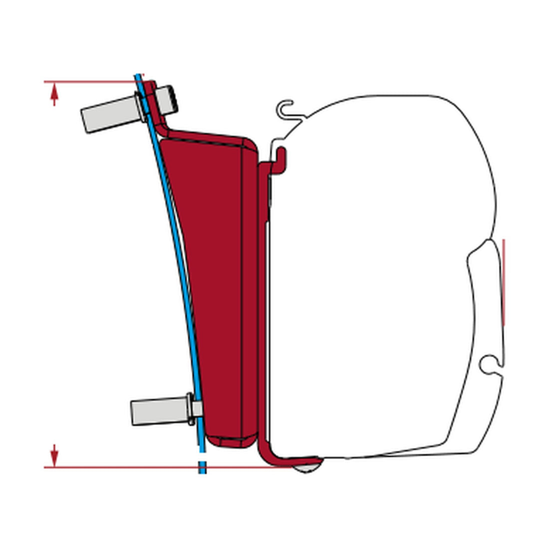 Fiamma Kit Ford Transit H3, staffe tendalino F45: disegno di montaggio