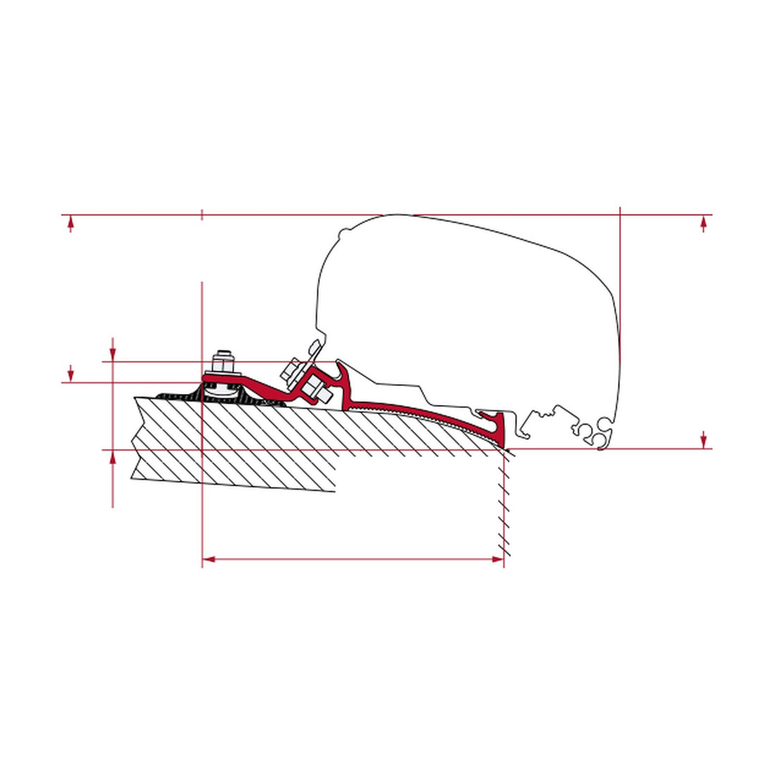 Fiamma Kit Giottiline Fendt, staffe tendalino F80: disegno di montaggio
