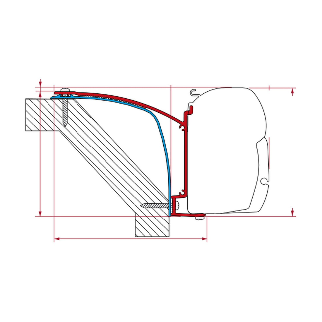 Fiamma Kit Laika Ecovip 07, staffe tendalino F45: disegno di montaggio