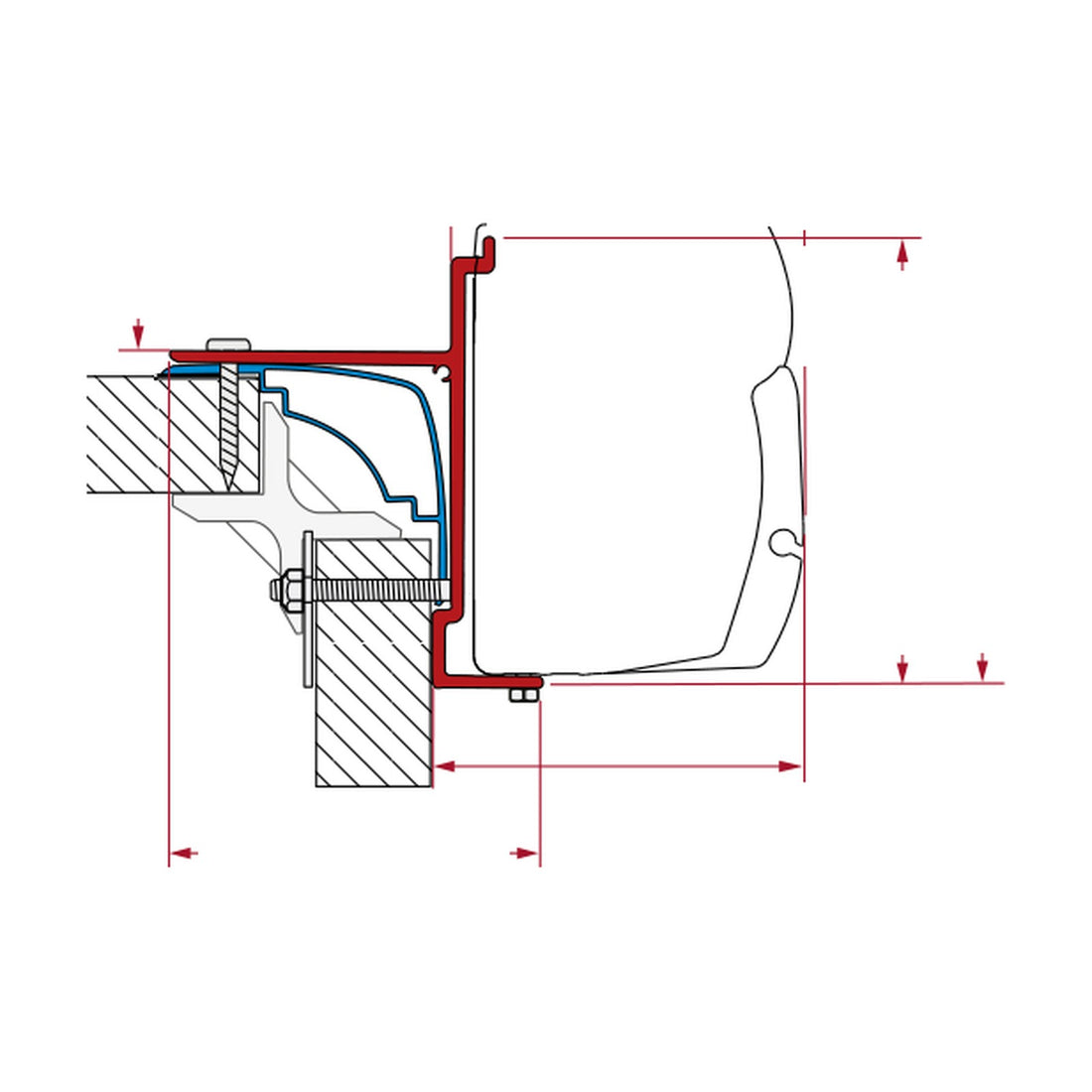 Fiamma Kit Laika Ecovip, Bürstner, Hobby, tendalino F45: disegno di montaggio