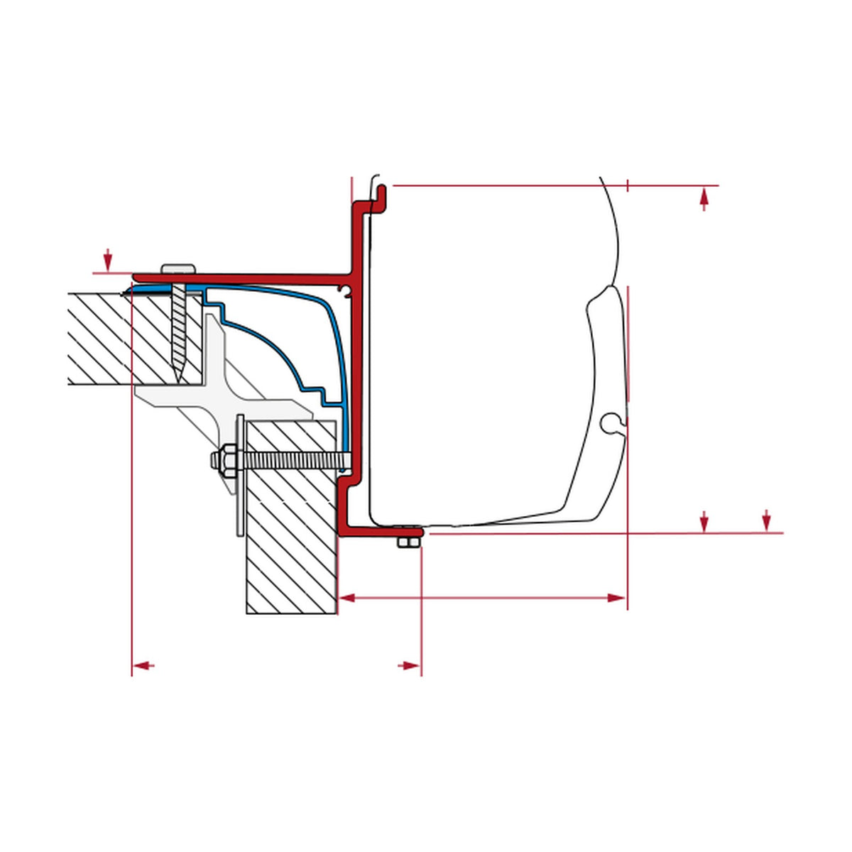 Fiamma Kit Laika Ecovip, Bürstner, Hobby, tendalino F45: disegno di montaggio