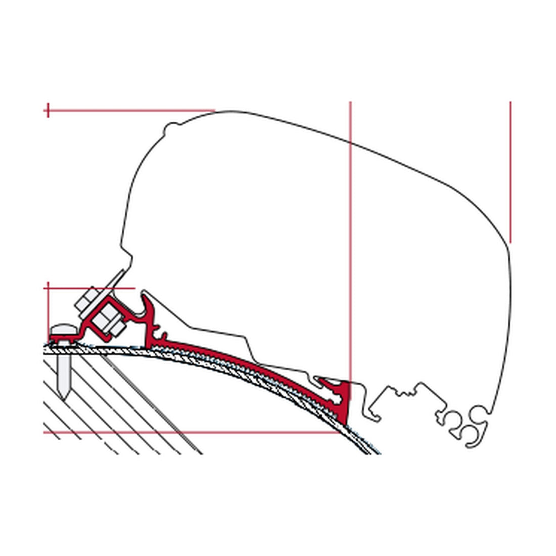 Fiamma Kit Laika Kreos 2005, staffe tendalino F80: disegno di montaggio