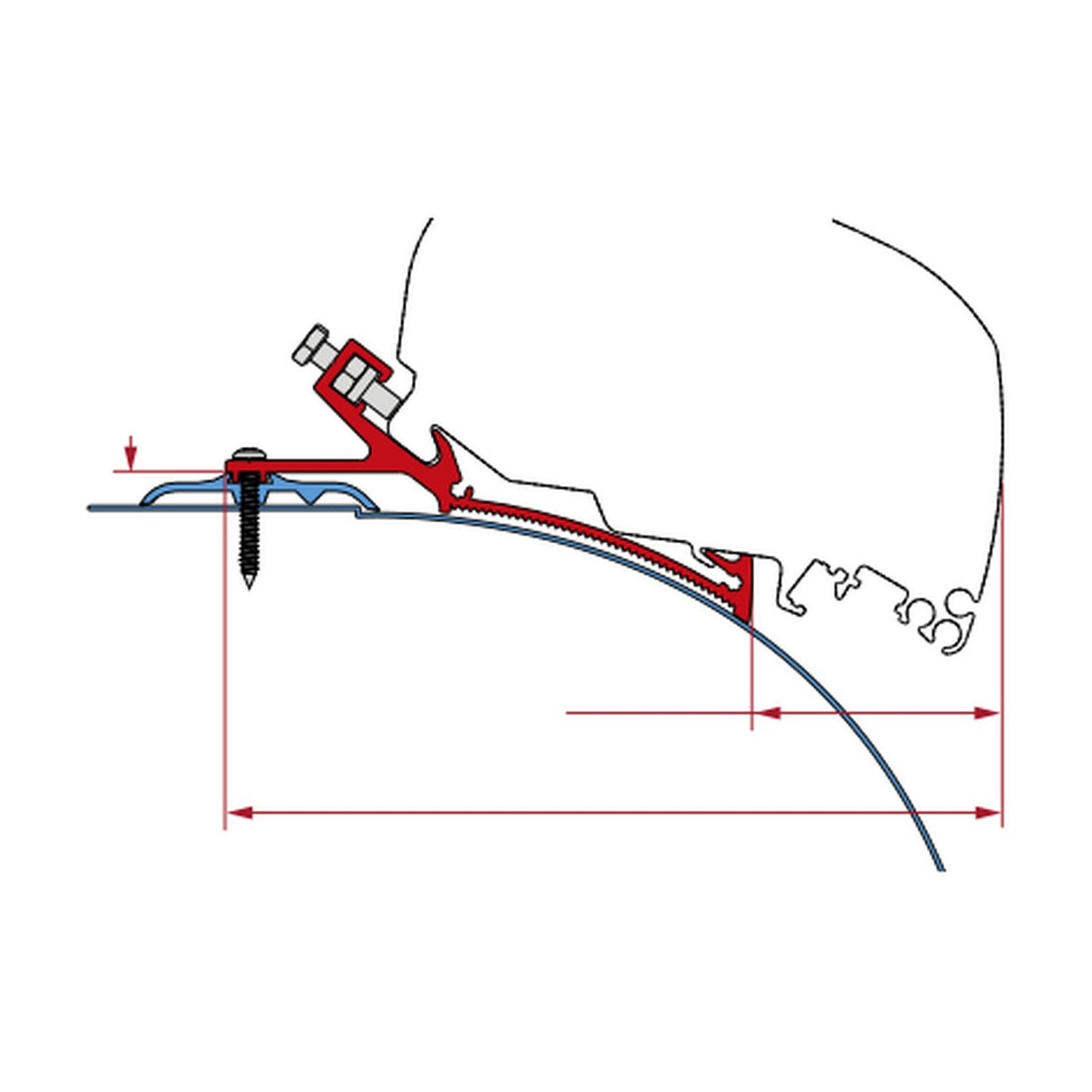 Fiamma Kit Laika Kreos dal 2021, tendalino F80: disegno di montaggio