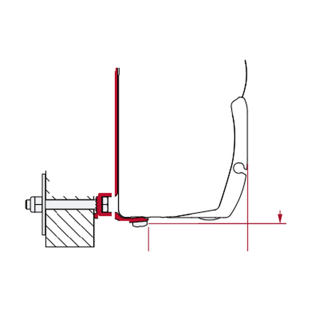 Fiamma Kit Laika X, staffe tendalino F45: disegno di montaggio