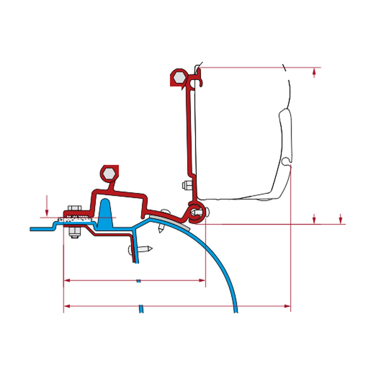 Fiamma Kit Master e Movano H2, staffe tendalino F45: disegno di montaggio