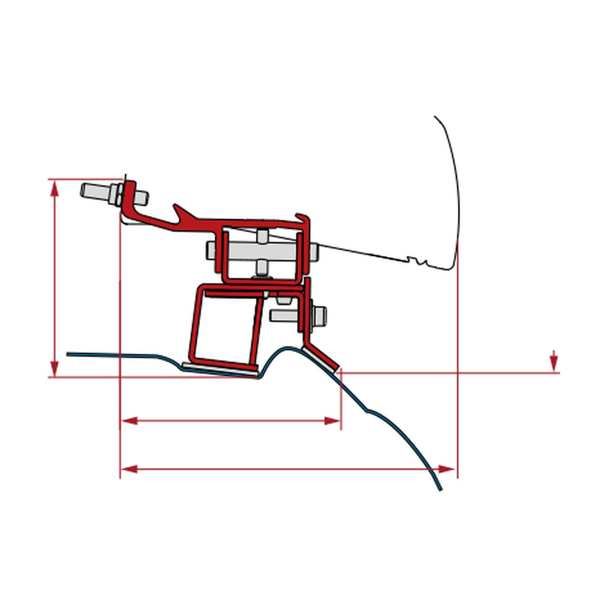 Fiamma Kit Mercedes Classe V, tendalino F40 Van: disegno di montaggio