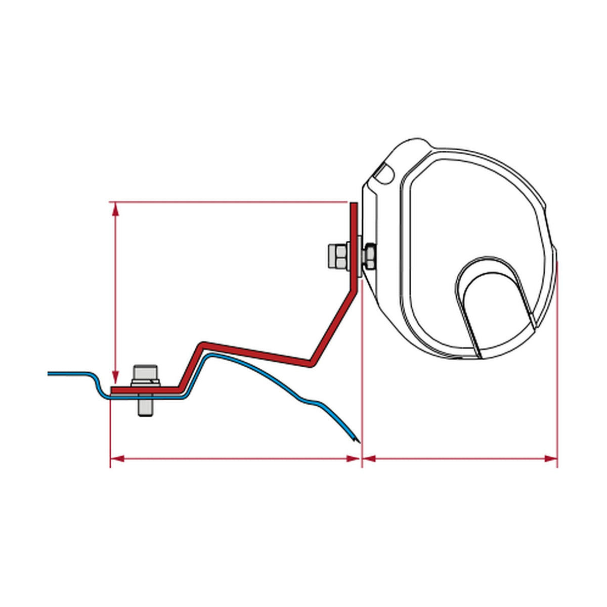 Fiamma Kit Mercedes Viano, Vito, Classe V, tendalino F35: disegno di montaggio
