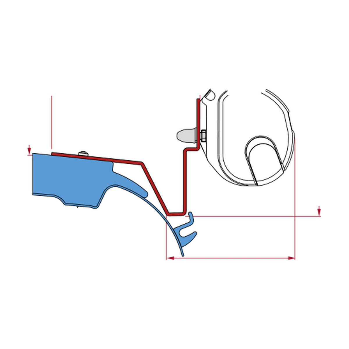 Fiamma Kit Mercedes Vito Jules Verne, tendalino F35: disegno di montaggio