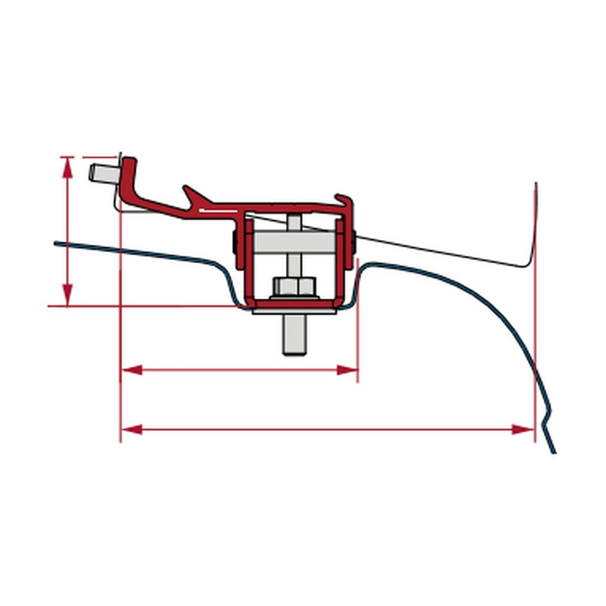 Fiamma Kit Nissan NV350, tendalino F40 Van guida destra: disegno di montaggio