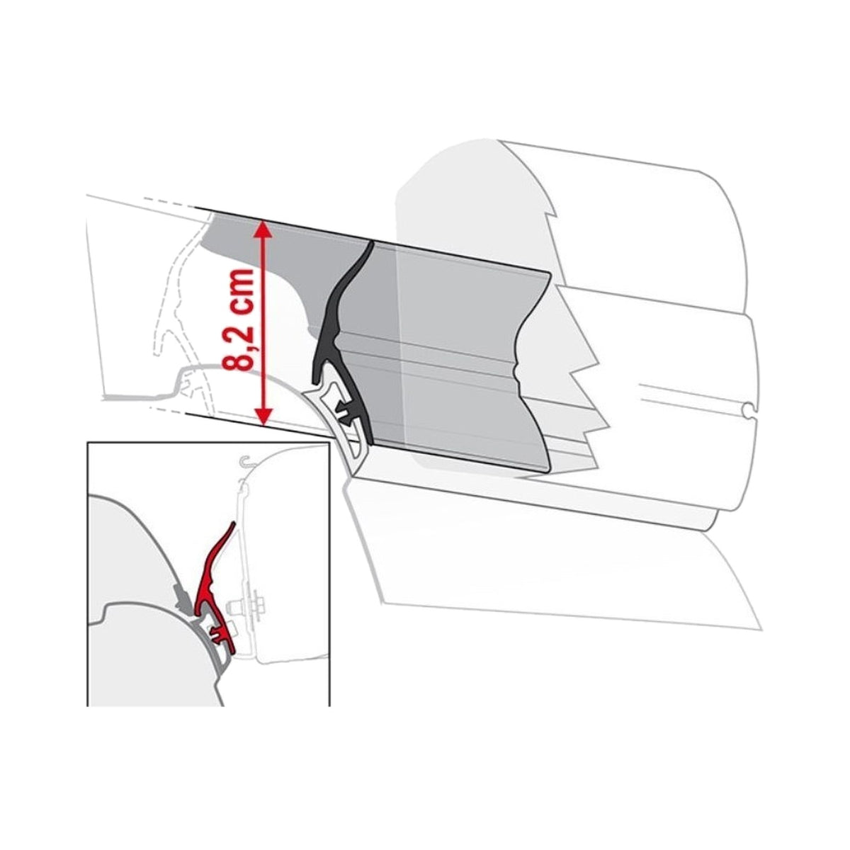 Fiamma Kit Rain Guard California tra tendalino e tetto, con la misura