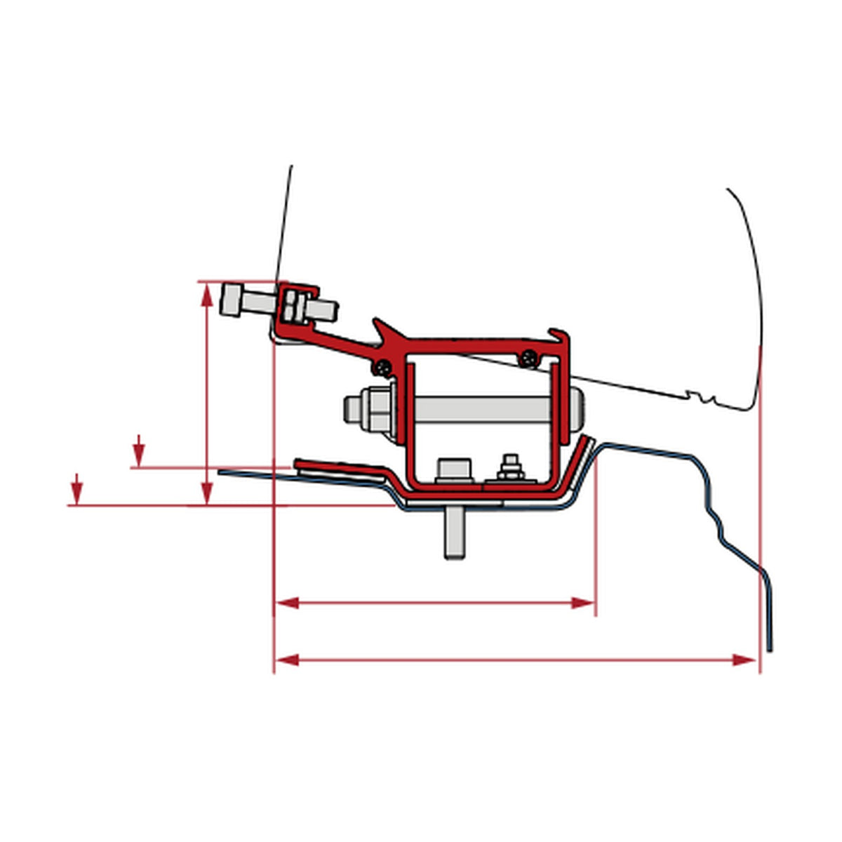 Fiamma Kit Renault Trafic, tendalino F40 Van, versione l1: disegno di montaggio