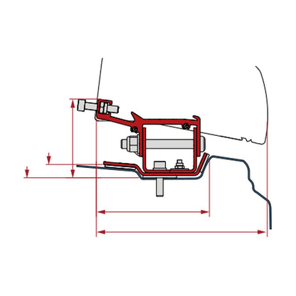 Fiamma Kit Renault Trafic, tendalino F40 Van, versione l1: disegno di montaggio