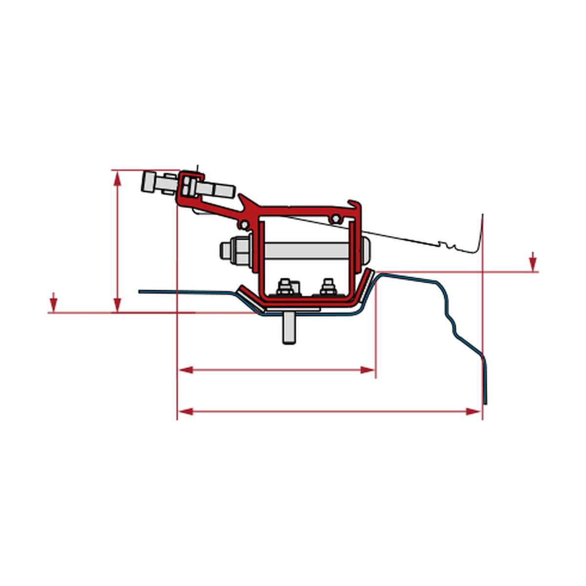 Fiamma Kit Renault Trafic, tendalino F40 Van, versione l2: disegno di montaggio