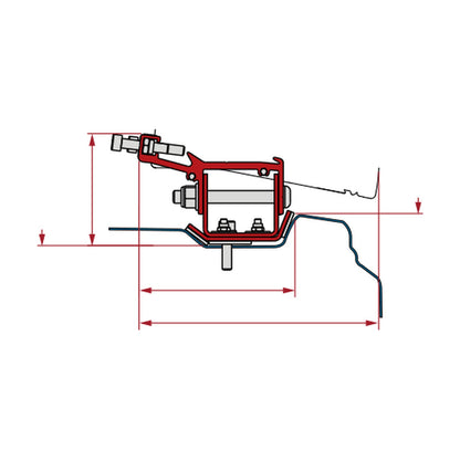 Fiamma Kit Renault Trafic, tendalino F40 Van, versione l2: disegno di montaggio