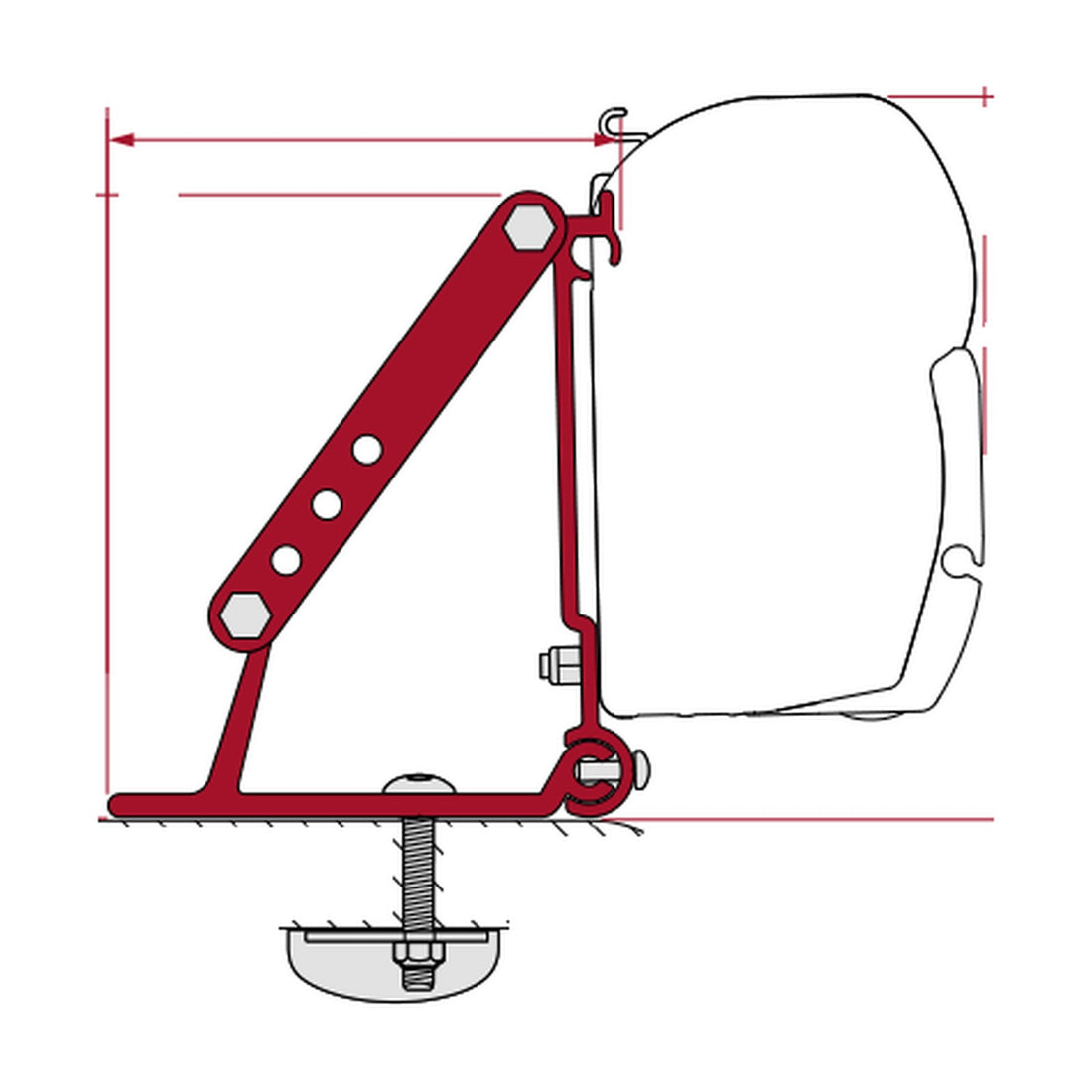 Fiamma Kit Roof Adapter, tendalino F45 sul tetto: disegno di montaggio