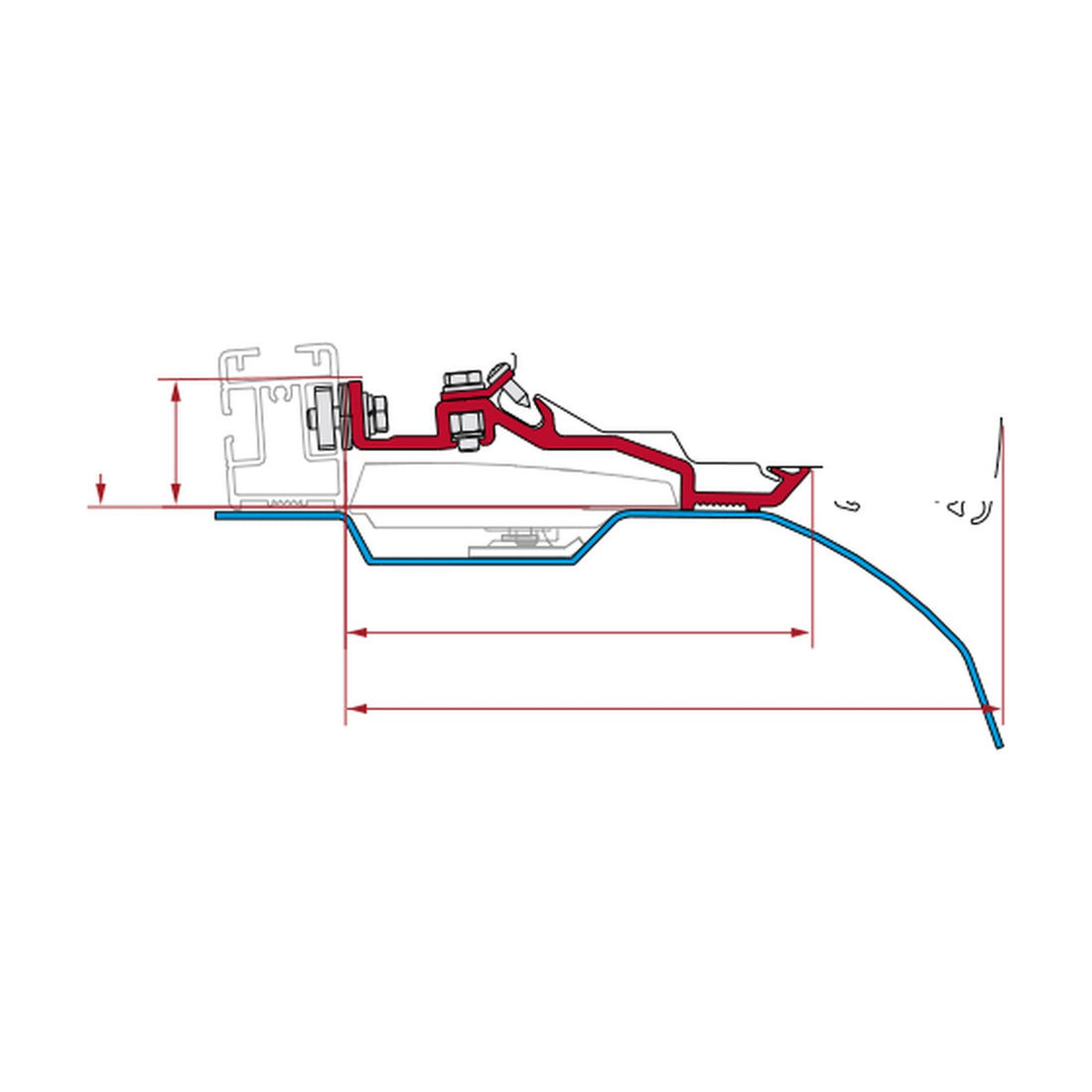 Fiamma Kit Smart Clamp Ducato, tendalino F80S: disegno di montaggio