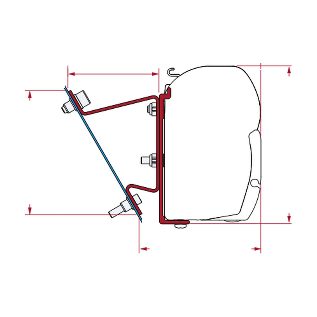 Fiamma Kit Sprinter H3 e Crafter H3, tendalino F45: disegno di montaggio