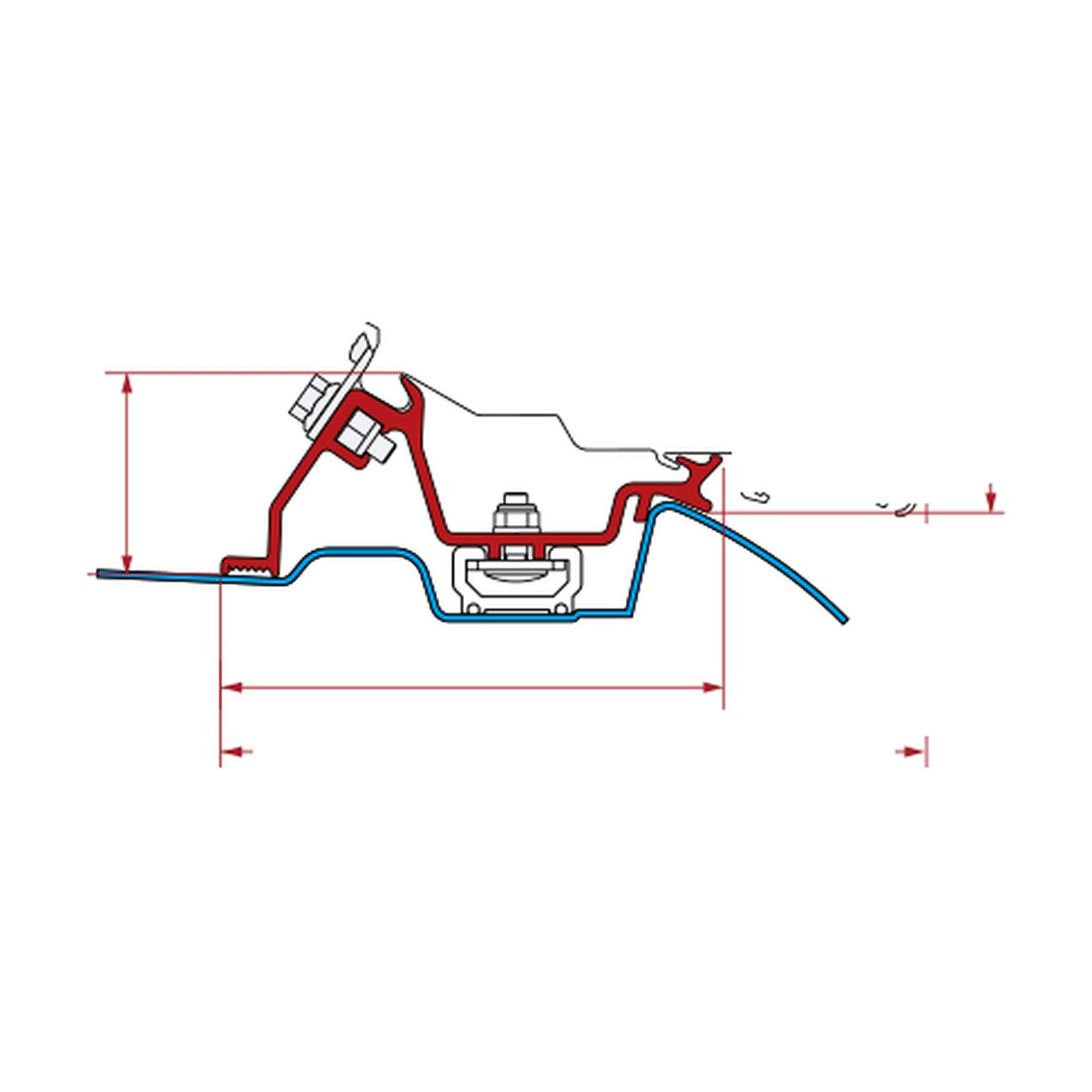 Fiamma Kit Sprinter Roof Rail, tendalino F80: disegno di montaggio