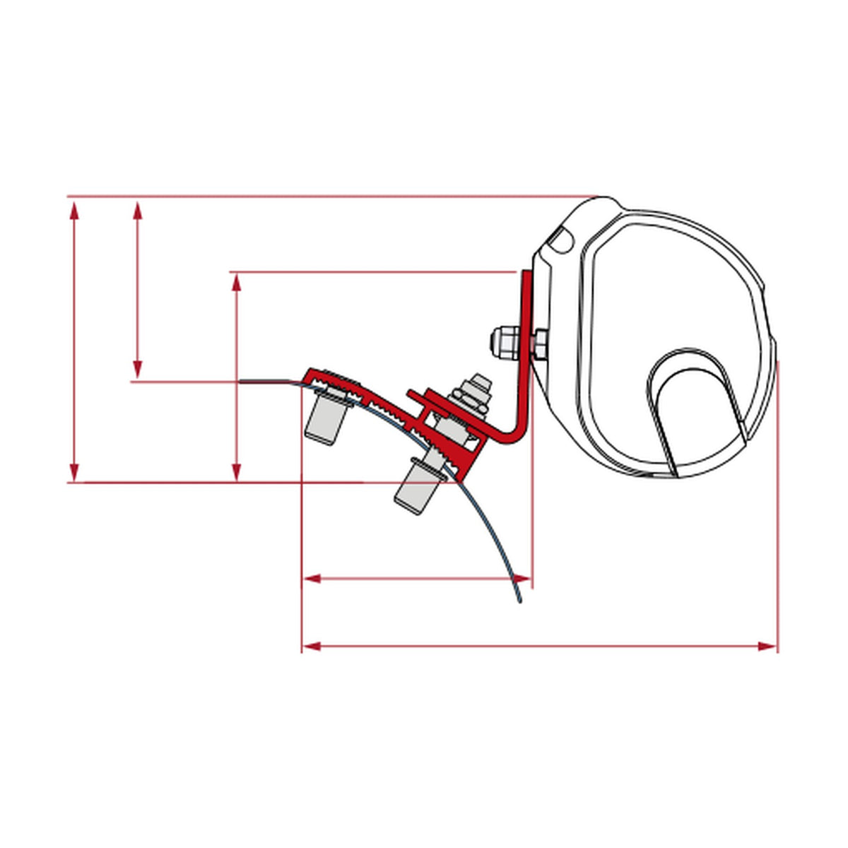 Fiamma Kit Stellantis Jumpy, Expert, Vivaro C, tendalino, versione f35: disegno di montaggio
