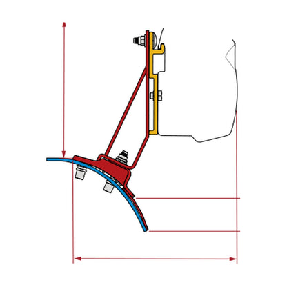 Fiamma Kit Stellantis Jumpy, Expert, Vivaro C, tendalino, versione f43 van: disegno di montaggio