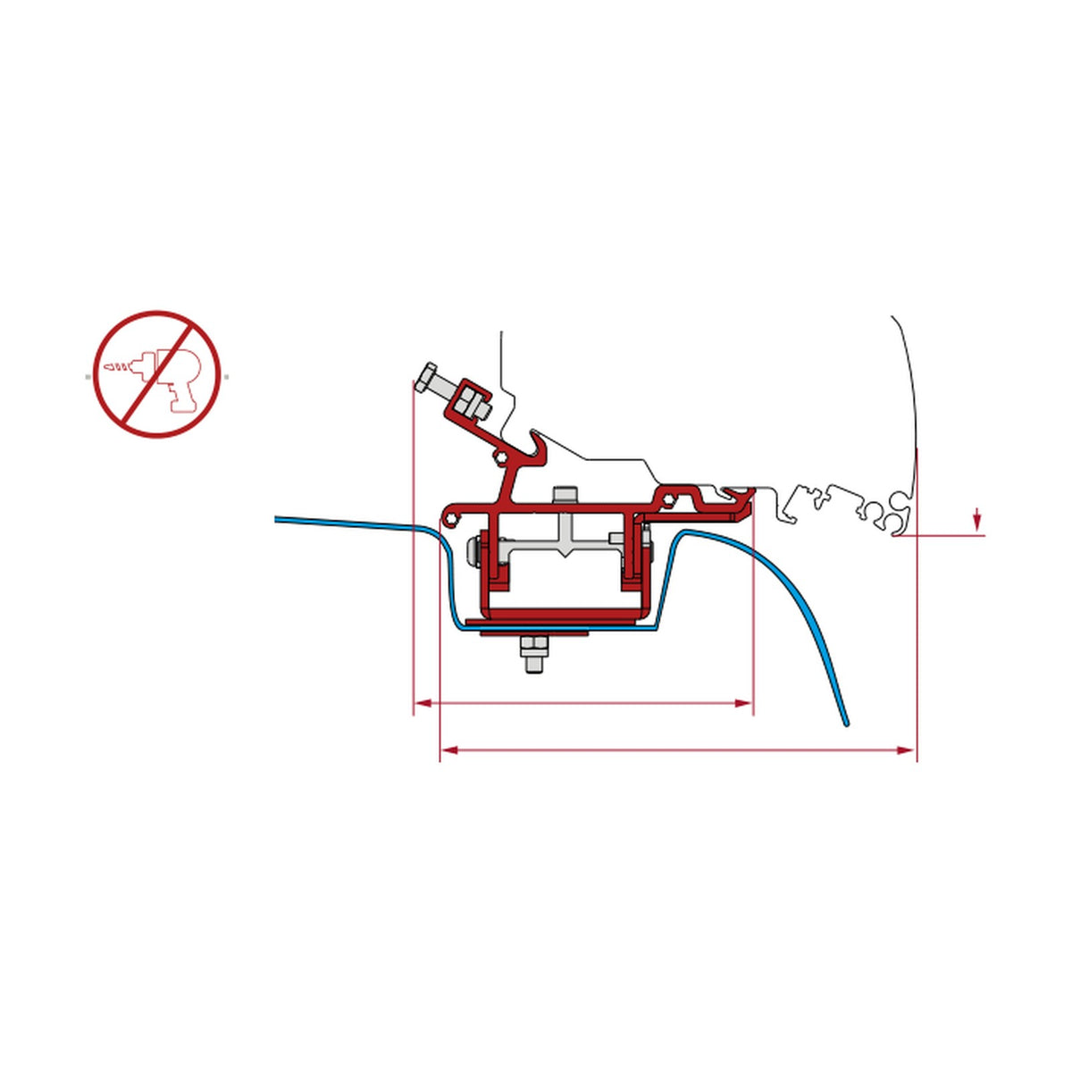 Fiamma Kit VW Crafter H3 dal 2017, tendalino F80S: disegno di montaggio