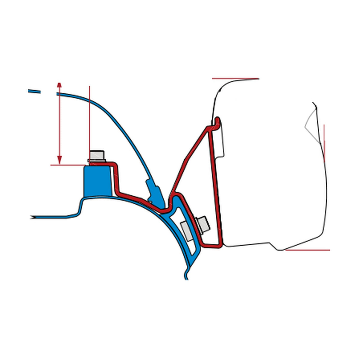 Fiamma Kit VW T5 T6 California, staffe tendalino: disegno di montaggio